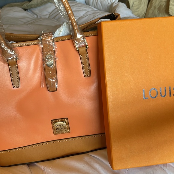 DOONEY & BOURKE WEXFORD LEATHER PERRY SATCHEL HANDBAG PURSE ORANGE TAN IN COLOR - Picture 12 of 12